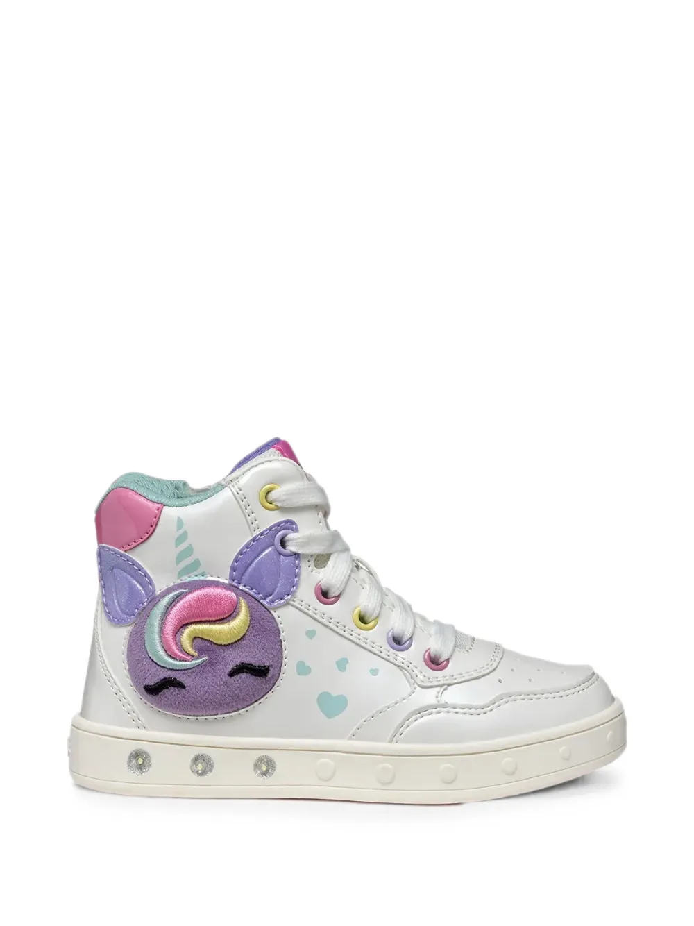 Geox Kids Skylin unicorn-patch high-top sneakers Wit