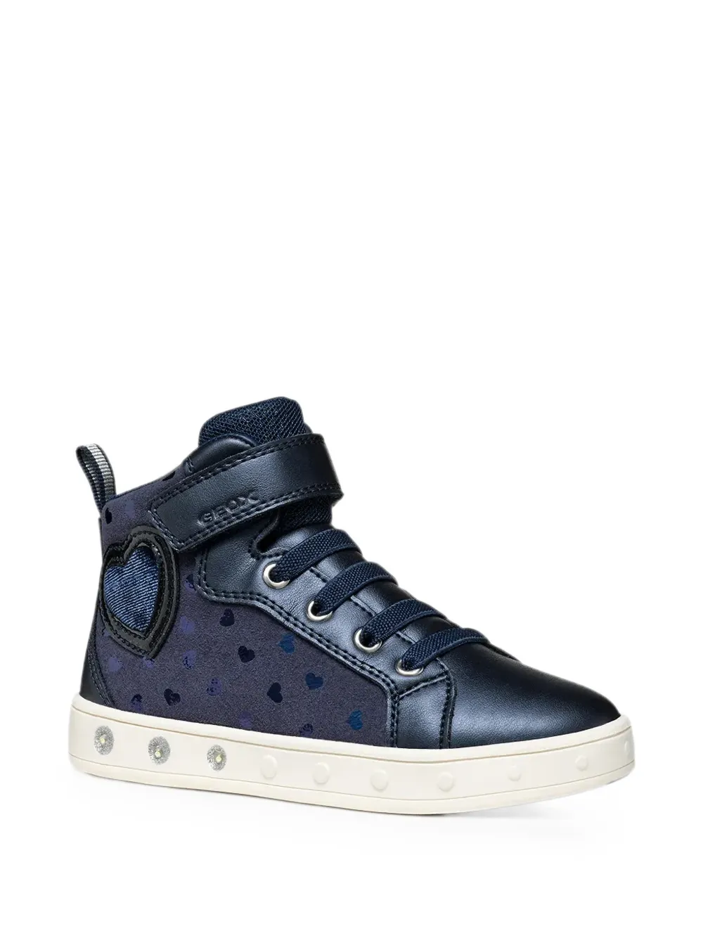 Geox Kids Skylin heart-motif high-top sneakers Blauw