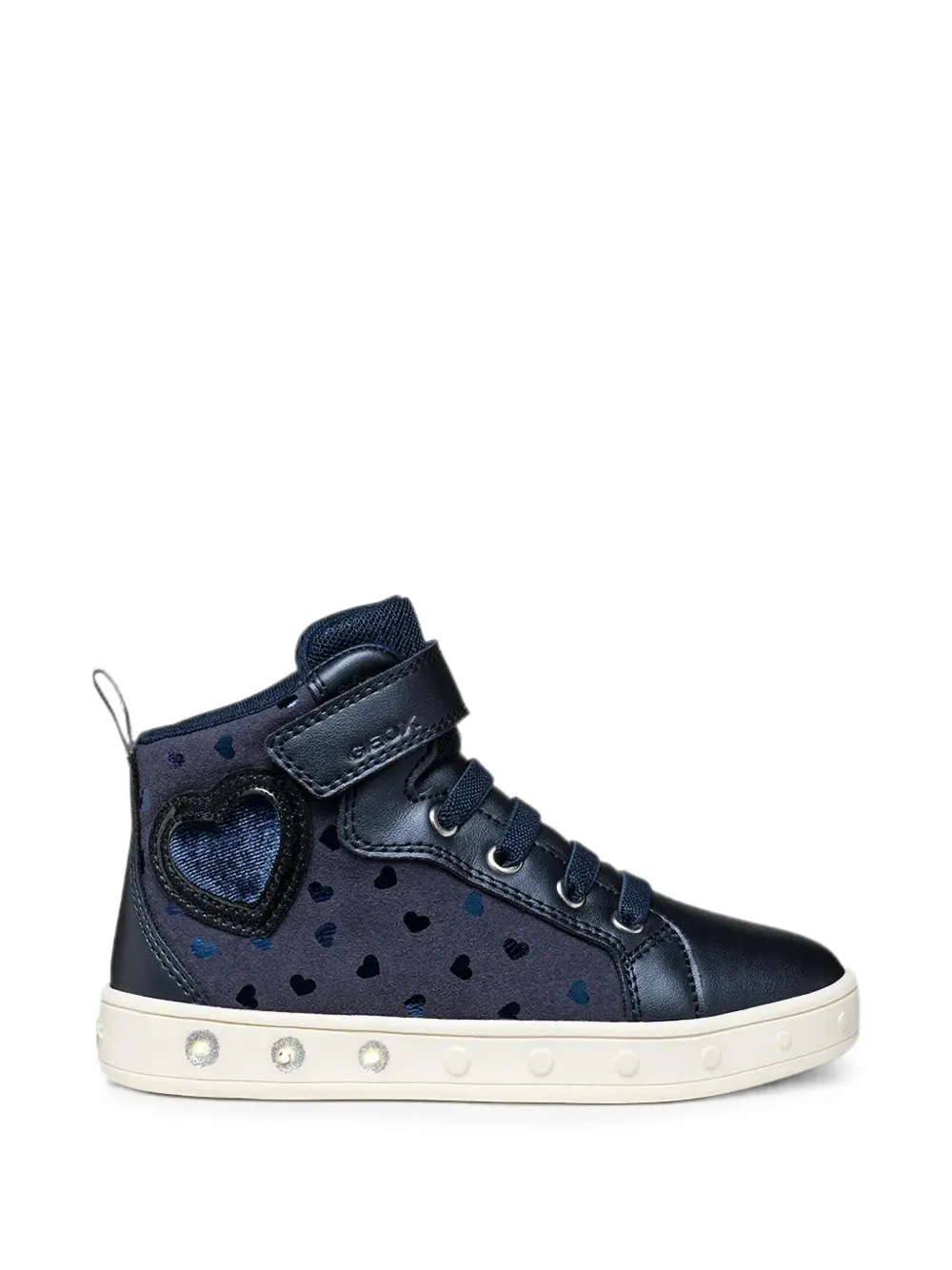 Geox Kids Skylin heart-motif high-top sneakers Blauw