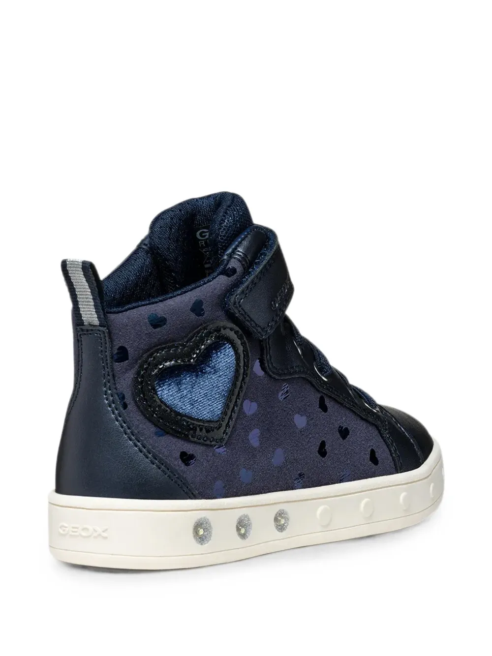 Geox Kids Skylin heart-motif high-top sneakers Blauw