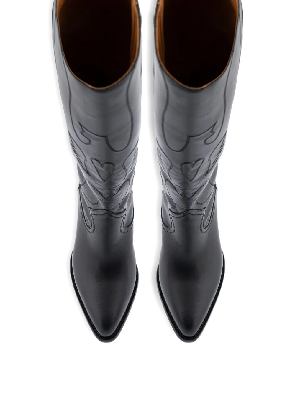 Buttero embroidery knee-high boots Zwart