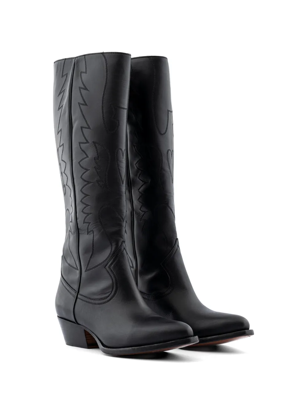 Buttero embroidery knee-high boots Zwart