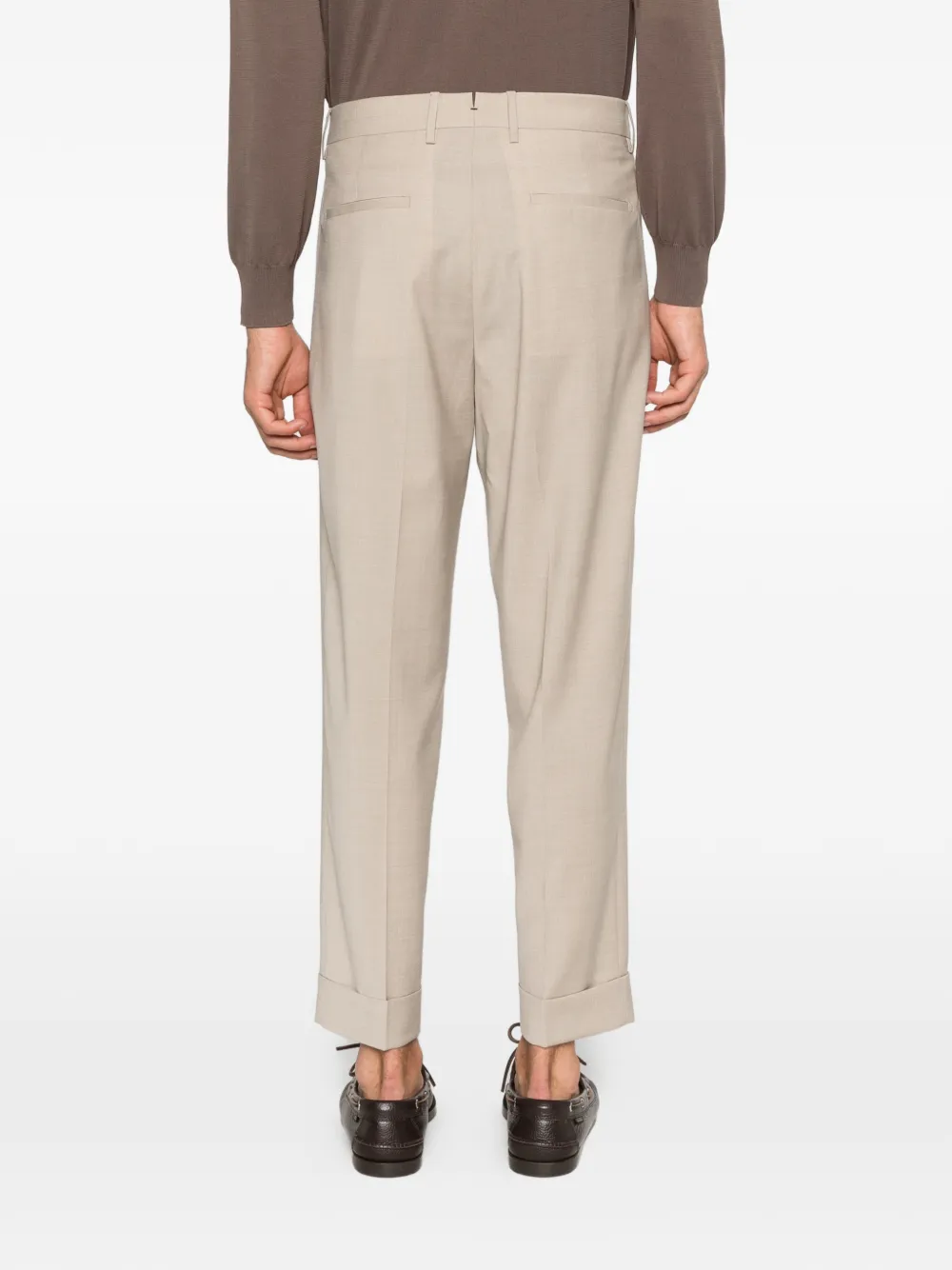 Berwich Chiaia broek met plooien en omgeslagen pijpen Beige