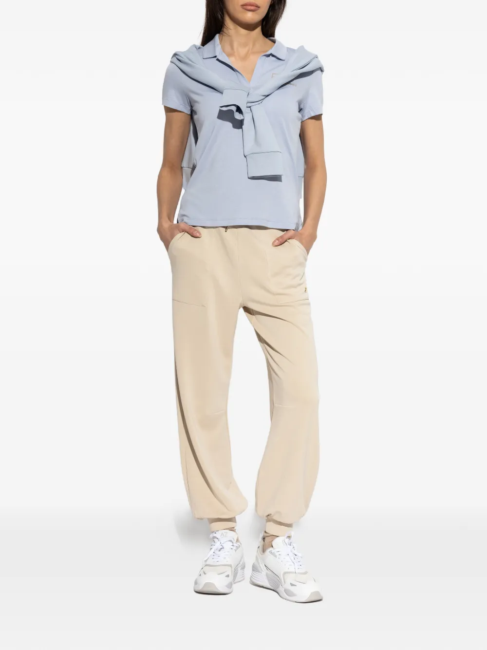 Ea7 Emporio Armani T-shirt met verfraaide logo en polokraag Blauw