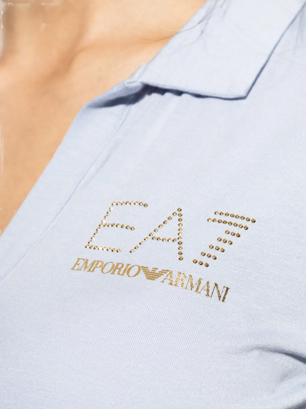 Ea7 Emporio Armani T-shirt met verfraaide logo en polokraag Blauw