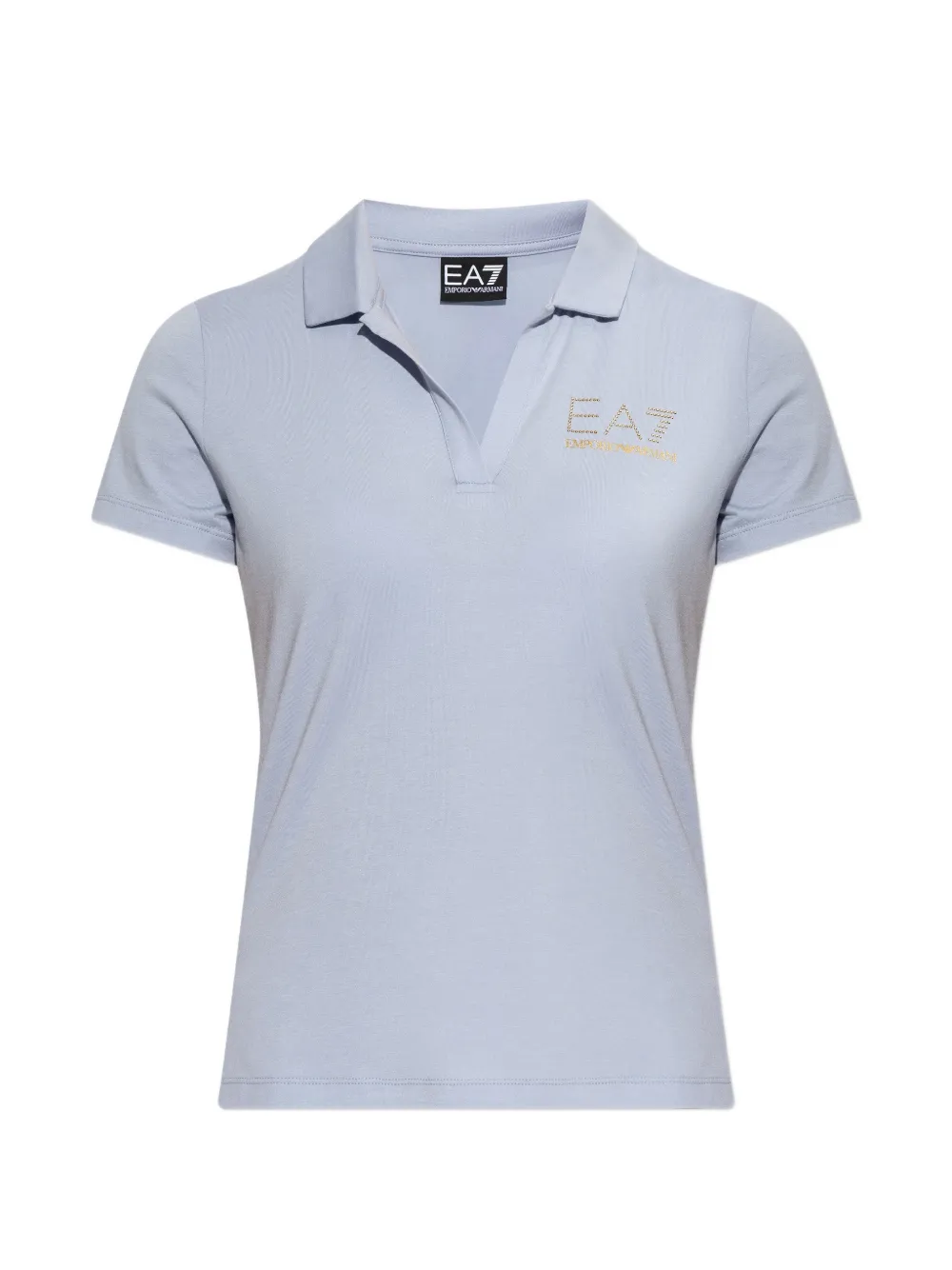 Ea7 Emporio Armani embellished-logo polo-collar T-shirt - Blu
