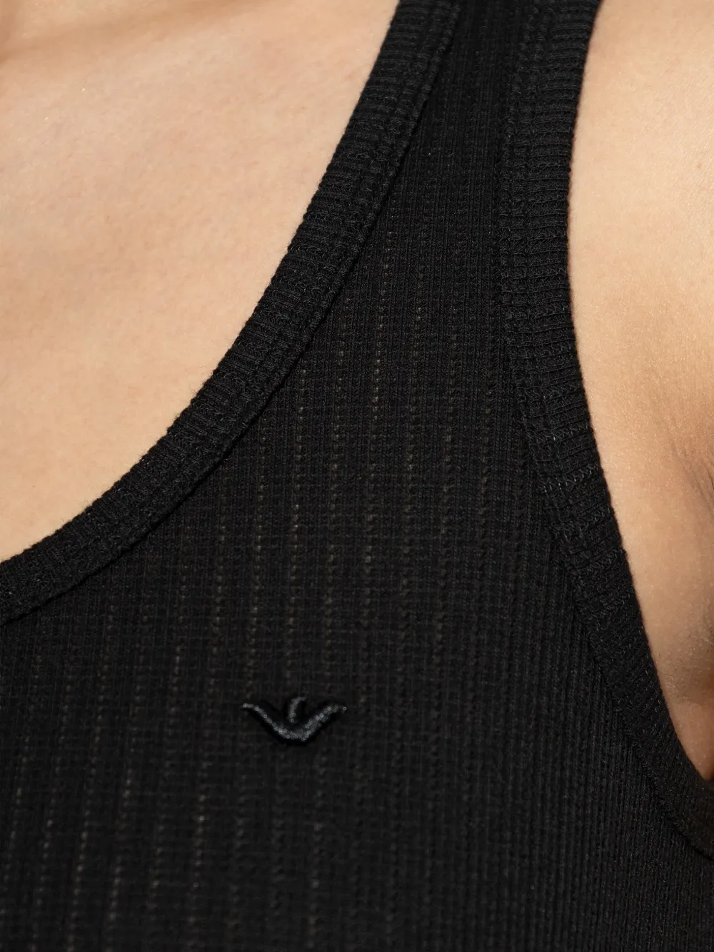 Emporio Armani Top met geborduurd logo en kant Zwart