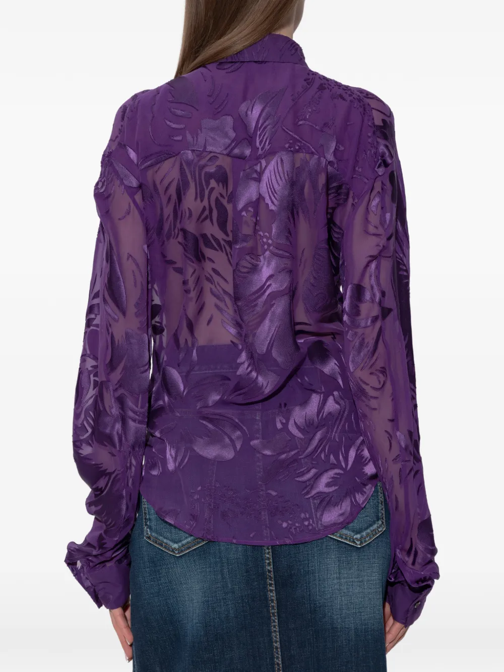DSQUARED2 blouse met bloemenprint en knopen Paars