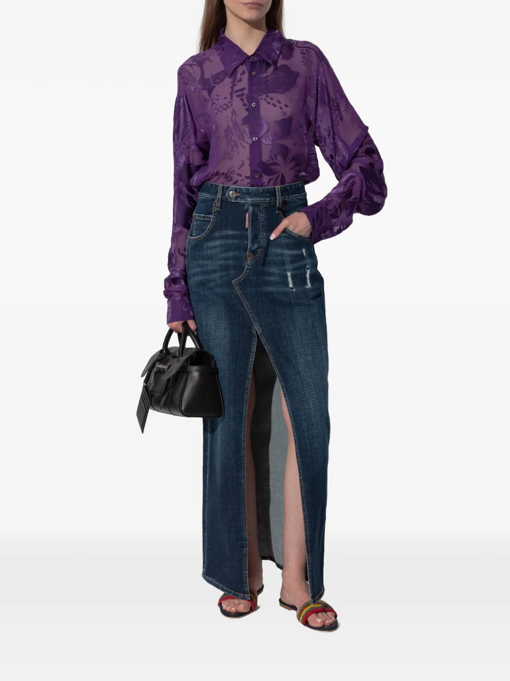  Dsquared2 Camicia A Fiori - Viola 