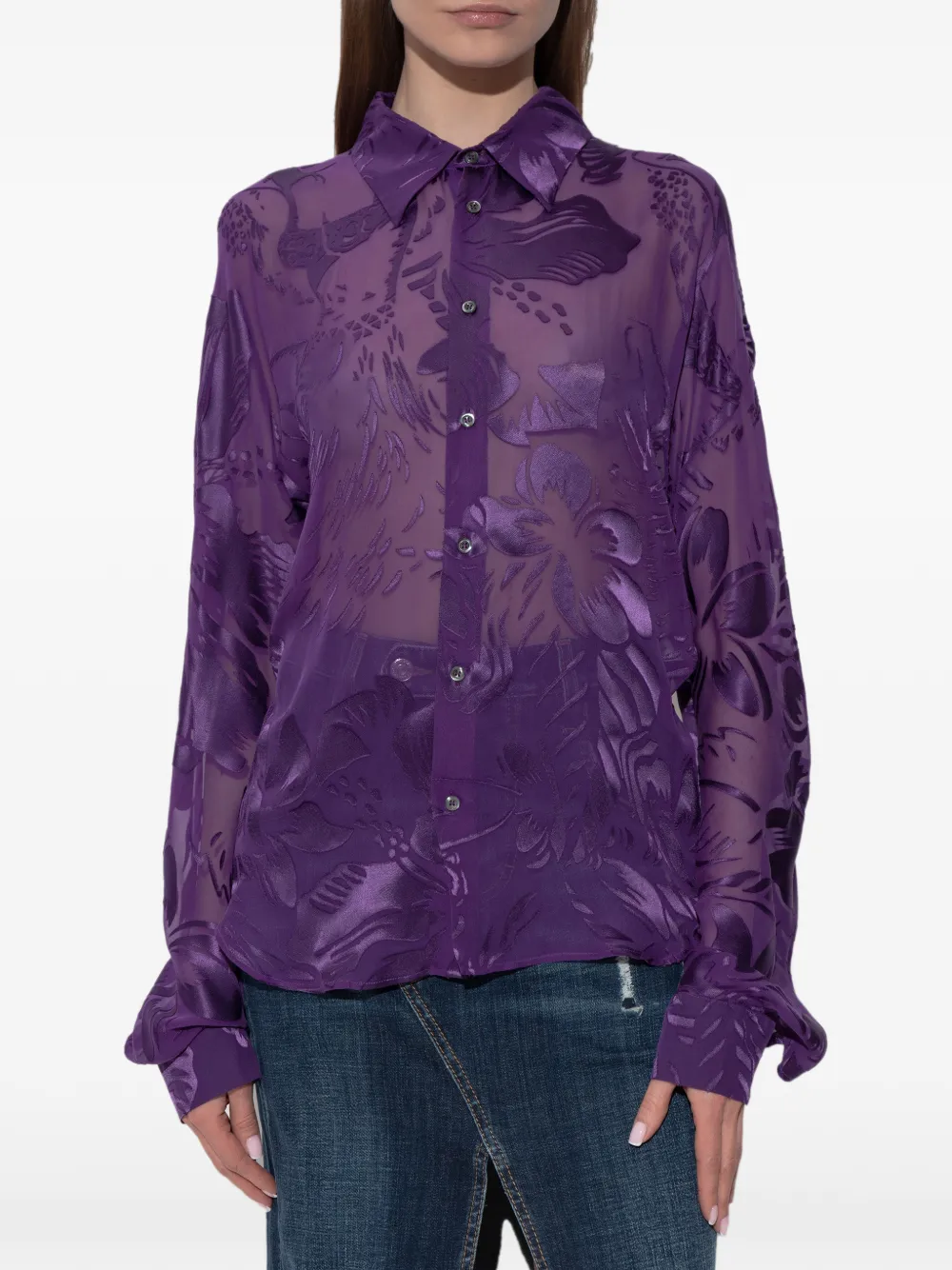  Dsquared2 Camicia A Fiori - Viola 