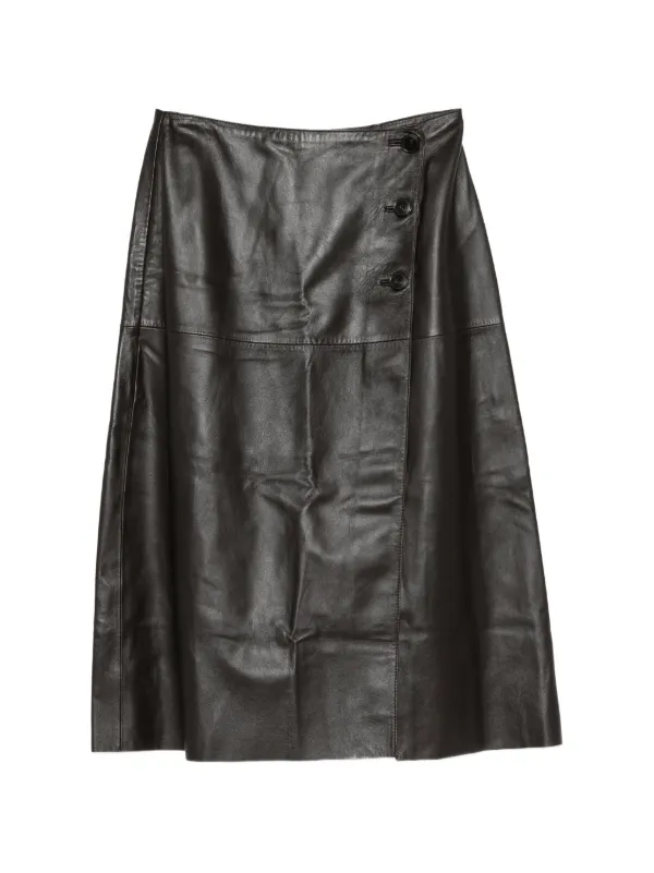 Yves Salomon Lambskin Wrap Skirt in Brown