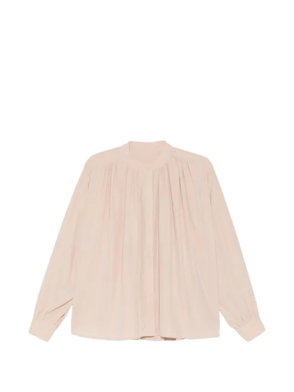 Yves Salomon Pleated Silk Crepe Shirt in Neutrals