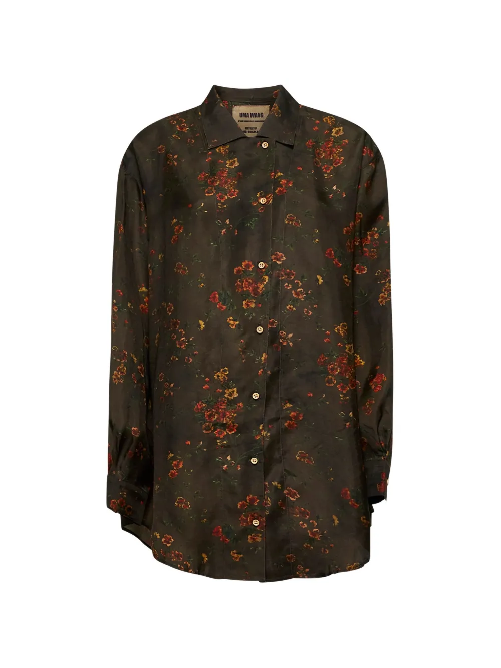 Uma Wang buttoned floral shirt - Marrone
