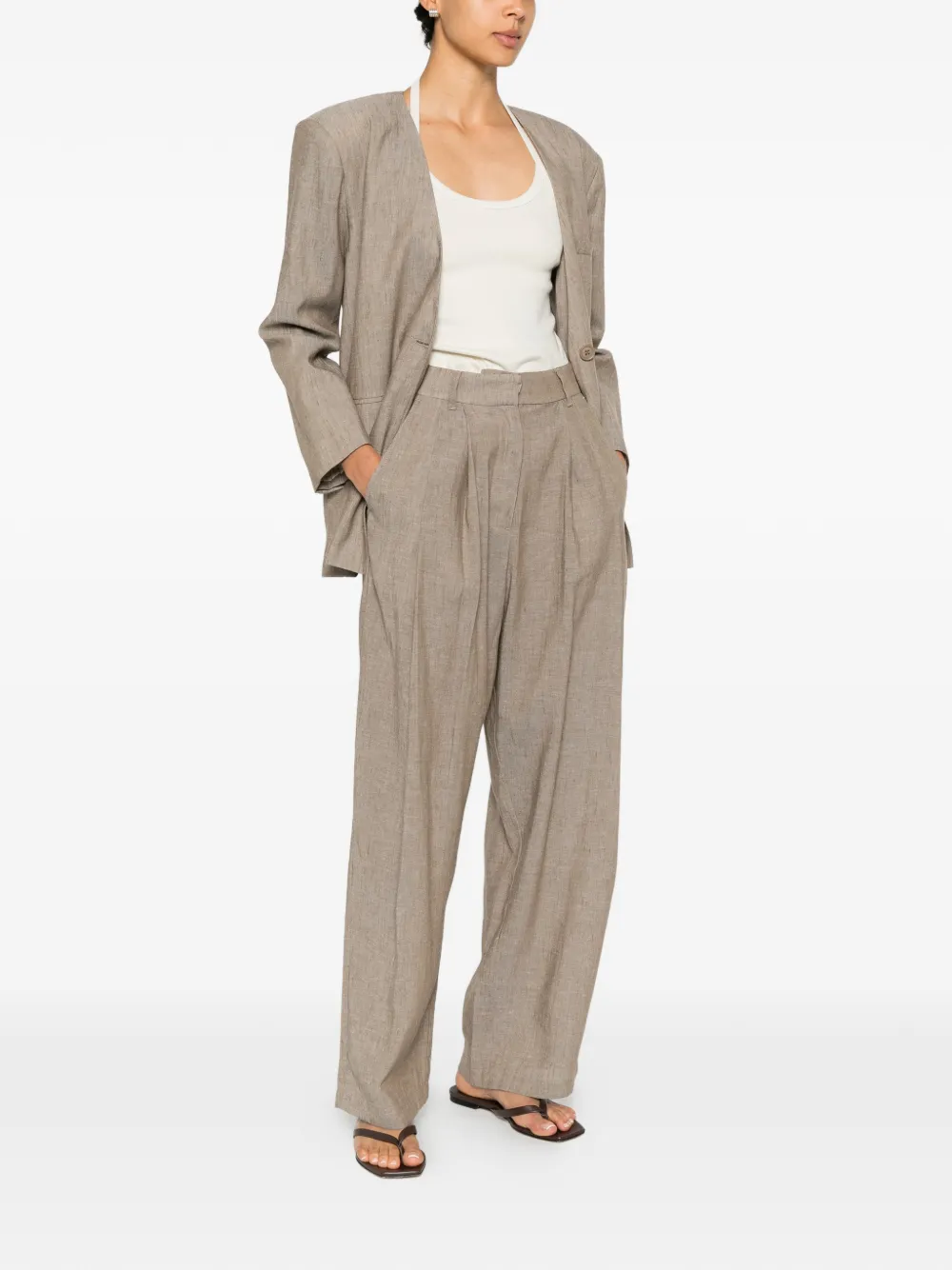 Eleh Blazer met enkele rij knopen Bruin