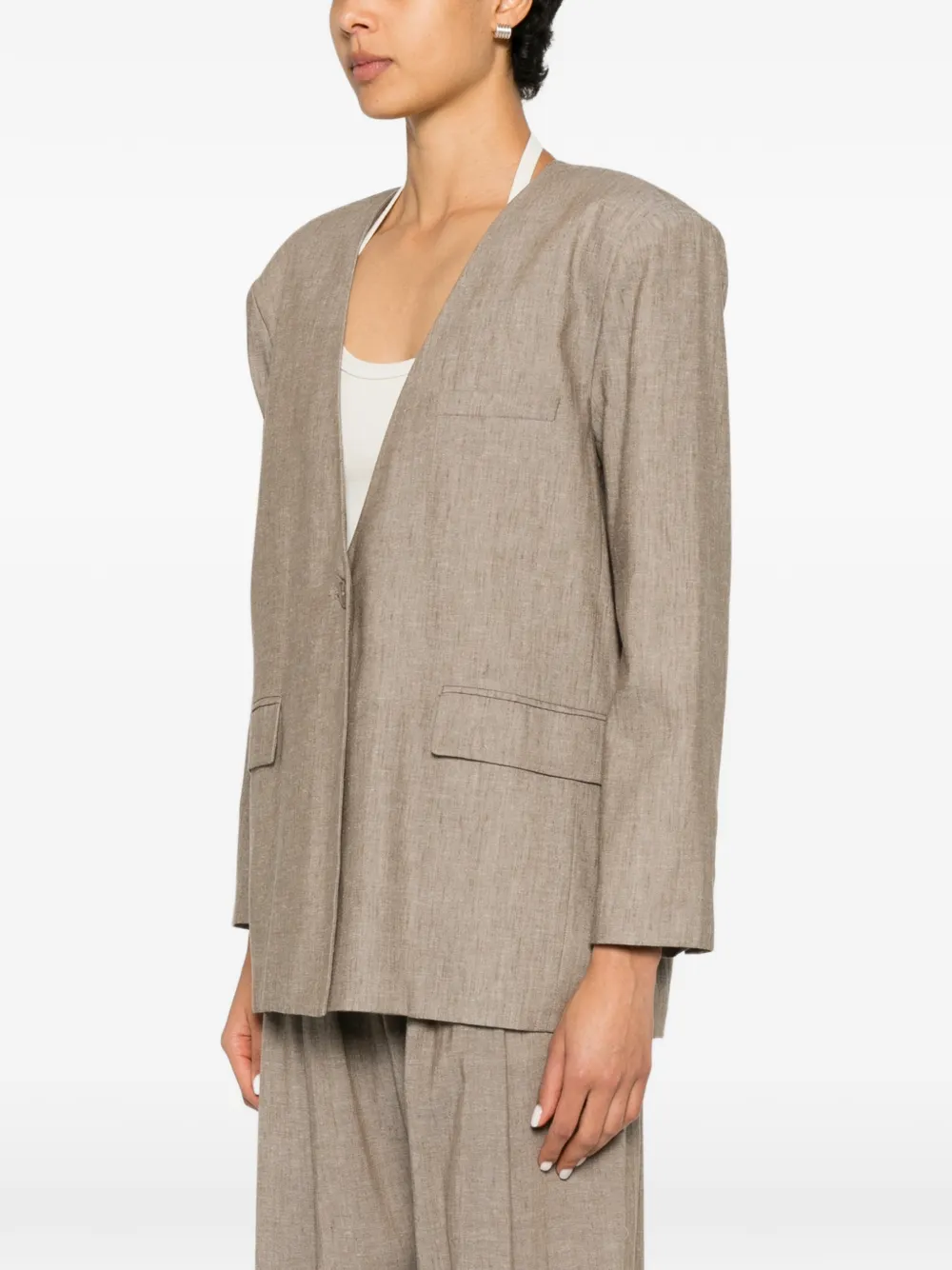 Eleh Blazer met enkele rij knopen Bruin