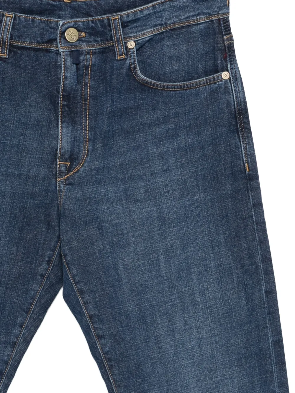 Incotex Jeans met logopatch en riemlus Blauw