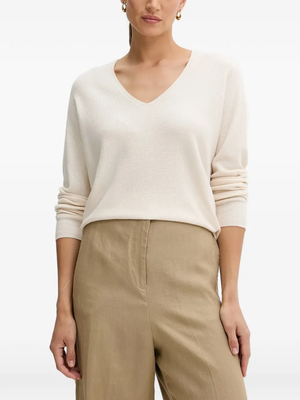 Ouí Freyja V-neck Sweater In Neutrals