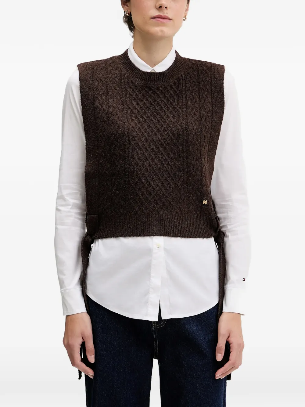 Pedro Del Hierro knitted tie-side vest - Marrone