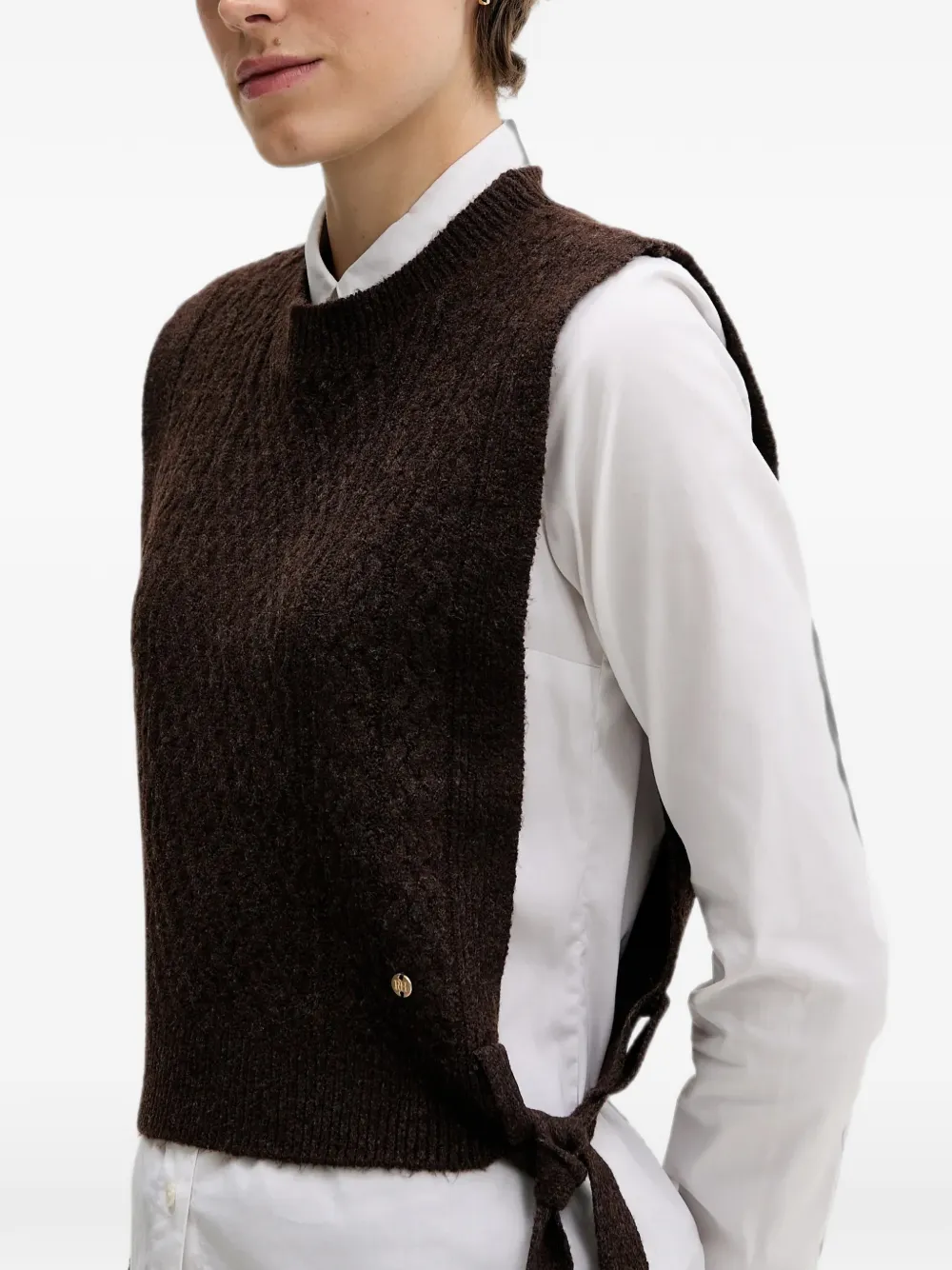 Pedro Del Hierro knitted tie-side vest Bruin