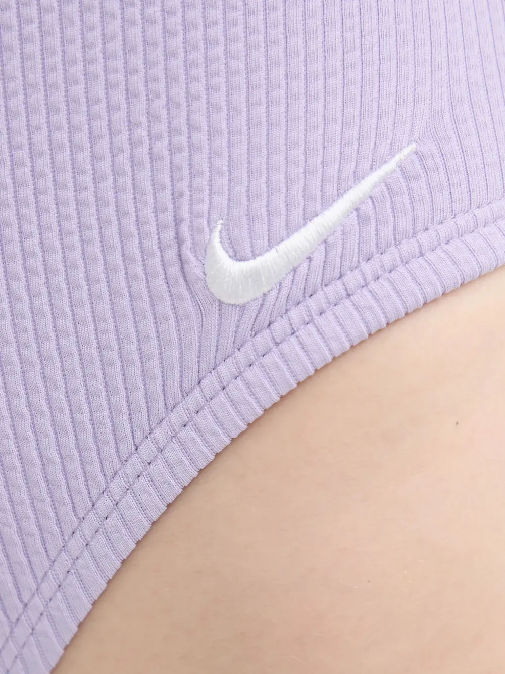 Nike ribbed-knit crossover swimsuit Paars