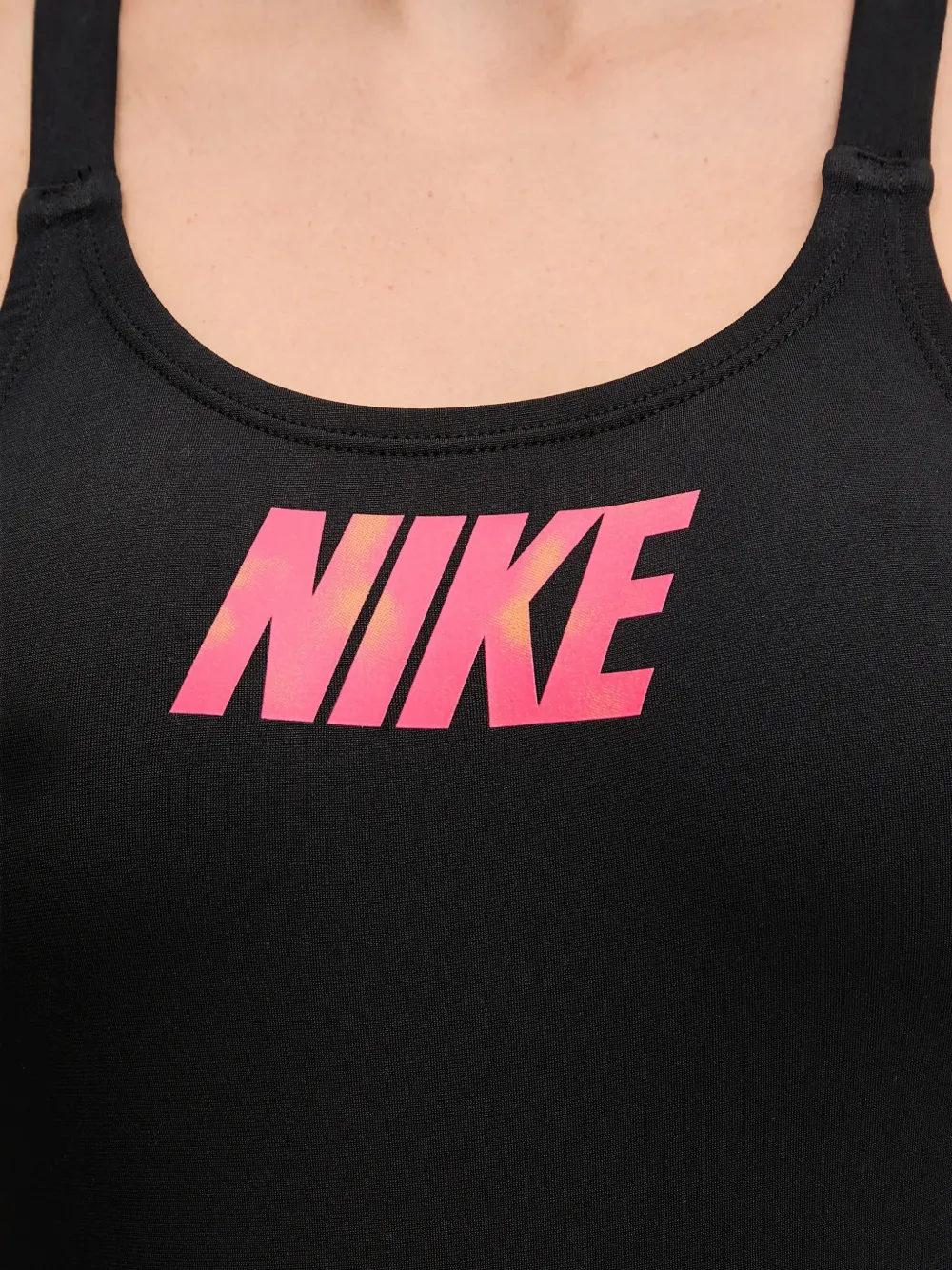 Nike logo-print racerback swimsuit Zwart