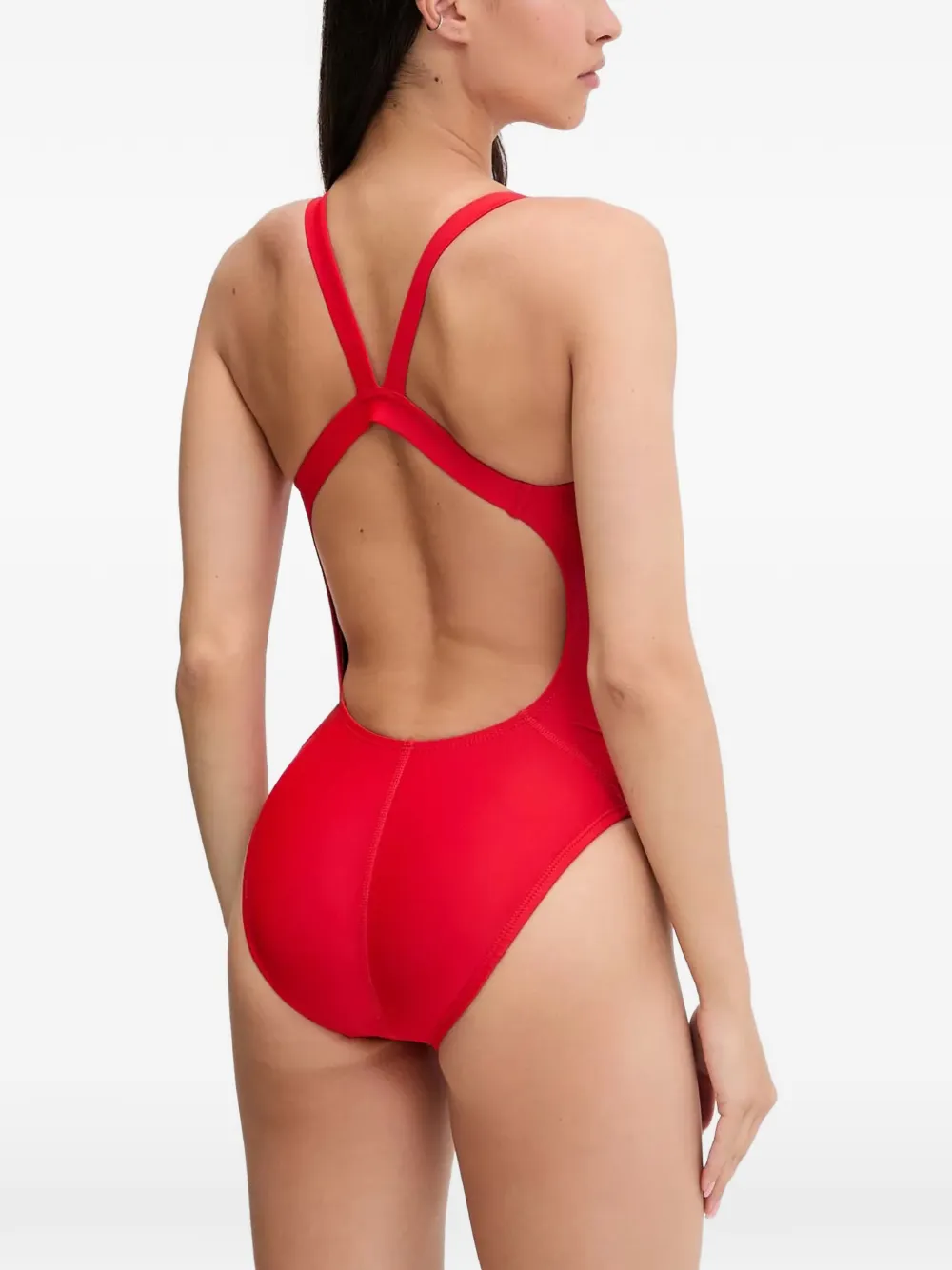 Nike logo-tape swimsuit Rood