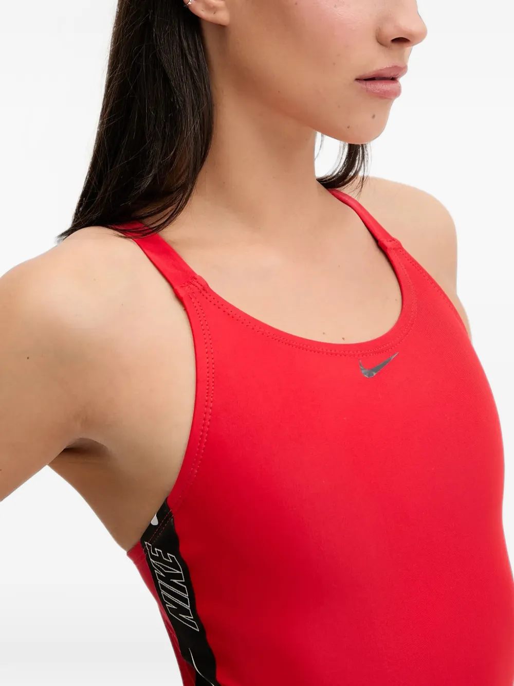 Nike logo-tape swimsuit Rood