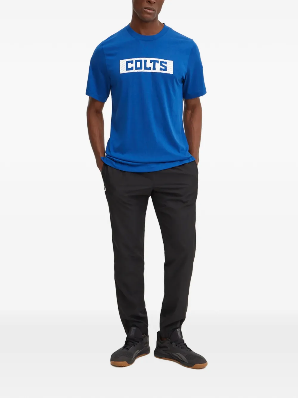 Nike Indianapolis Colts Primetime Wordmark Essential logo-print T-shirt Blauw