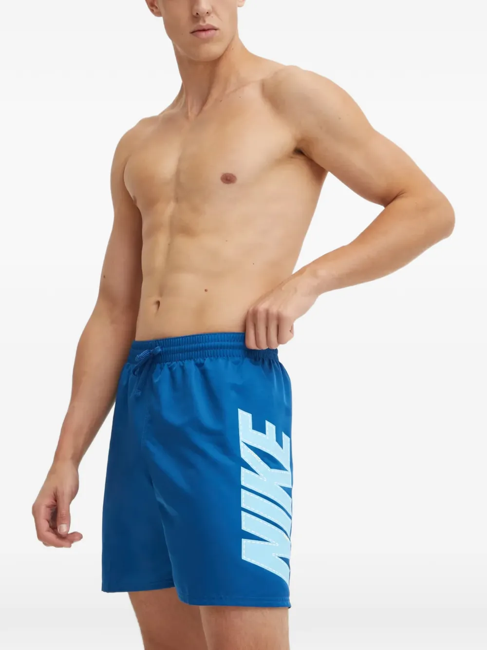 Nike Zwembroek met logoprint en trekkoord Blauw