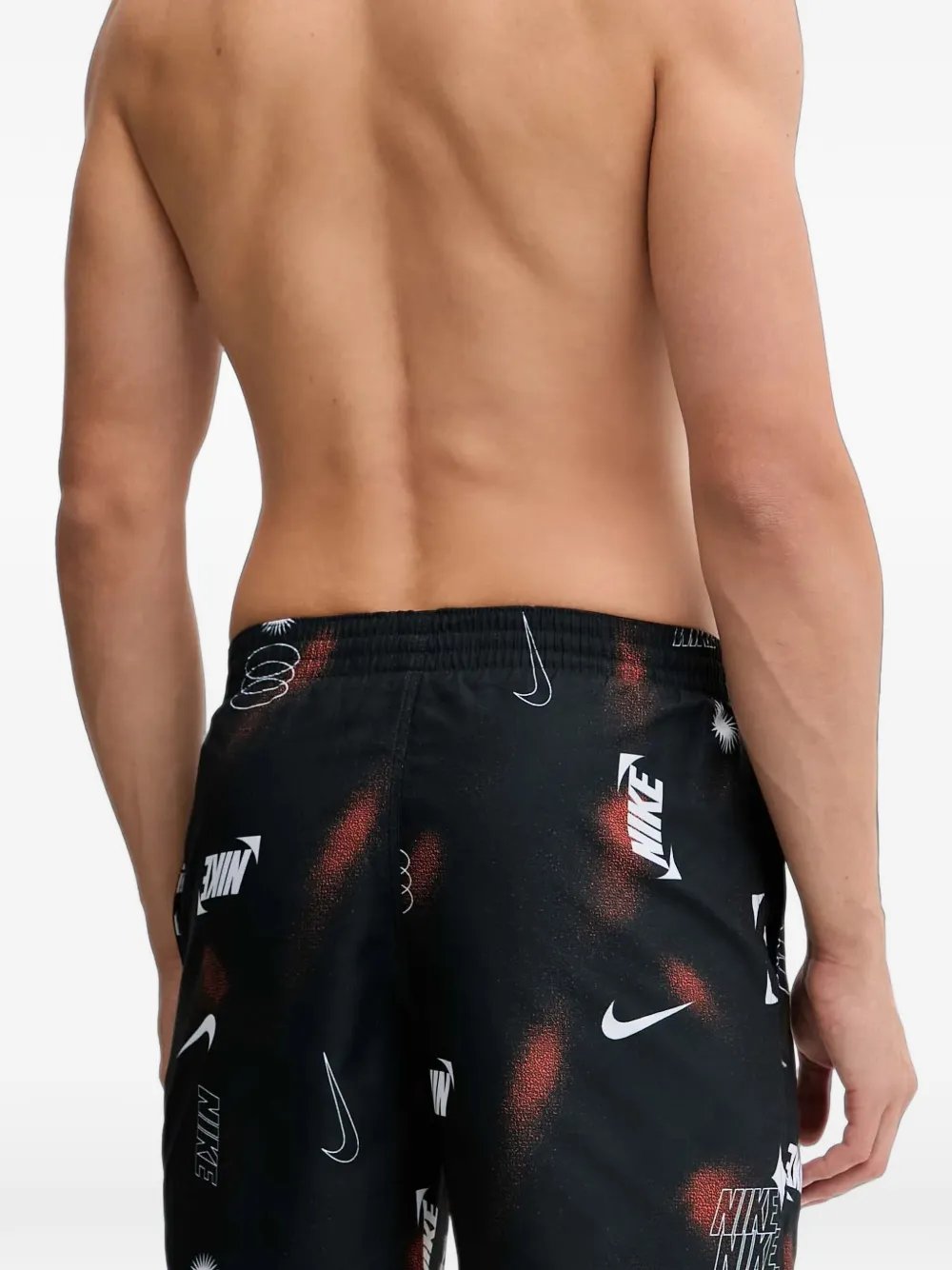 Nike logo-print drawstring swim shorts Zwart