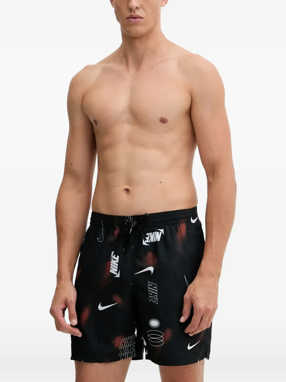Nike logo-print drawstring swim shorts Zwart