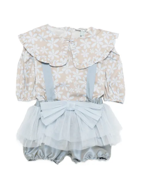 alapage floral ruffled shorts set (set of two)