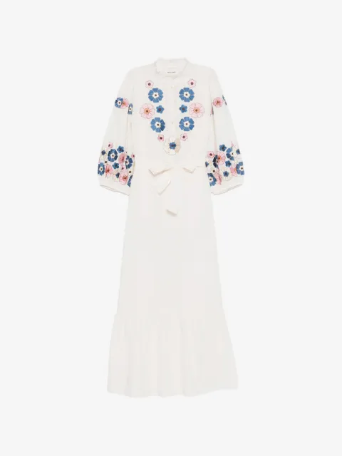 Antik Batik Amantina floral-embroidered ruffled dress