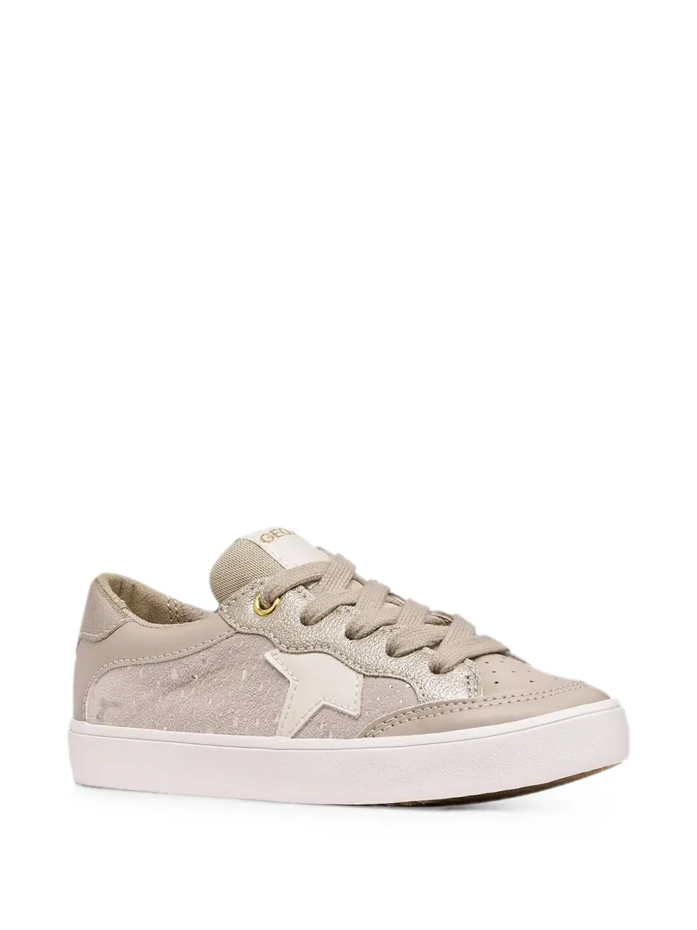 Geox Kids Gisli star-patch perforated sneakers Beige