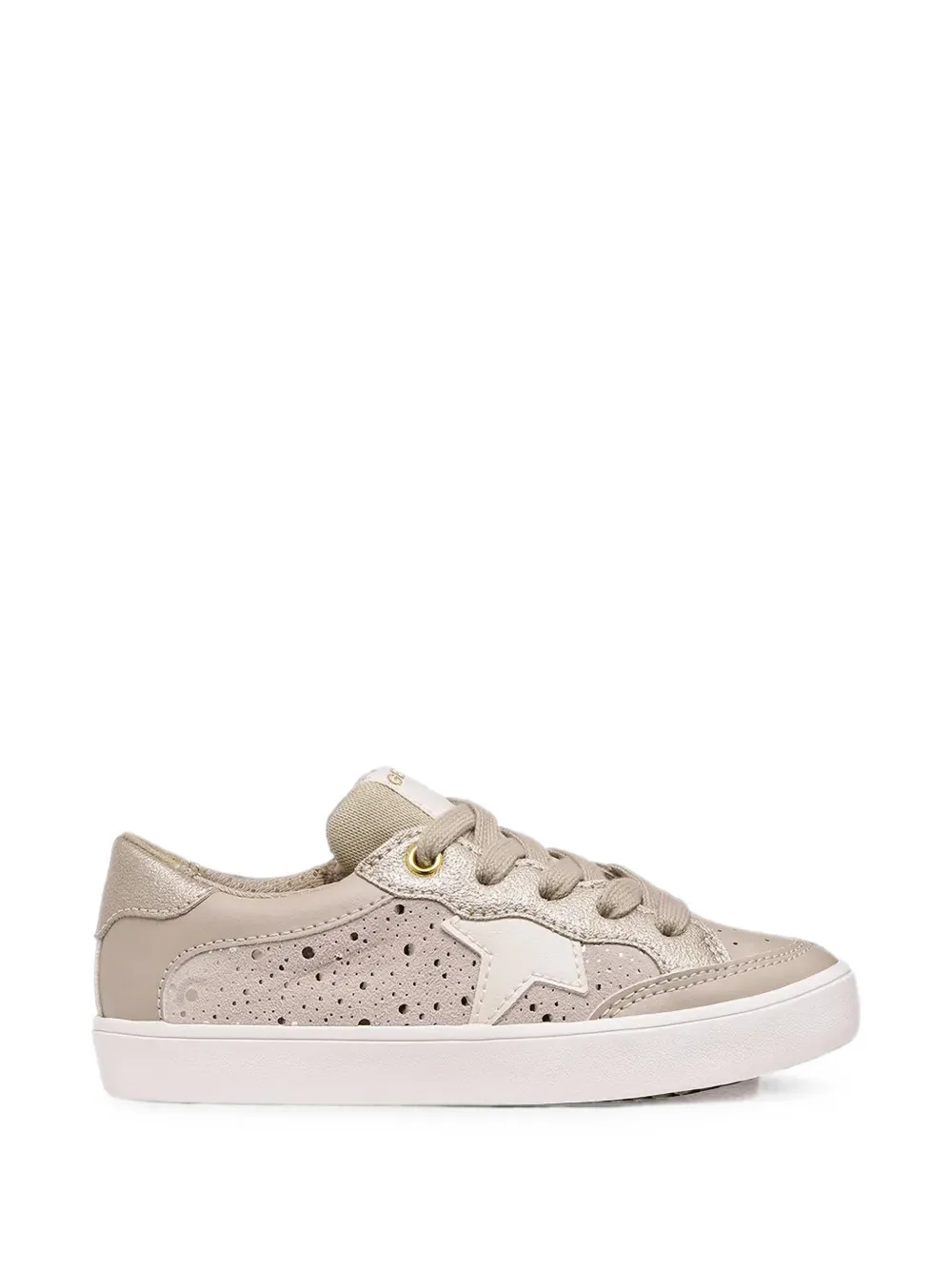 Geox Kids Gisli star-patch perforated sneakers Beige
