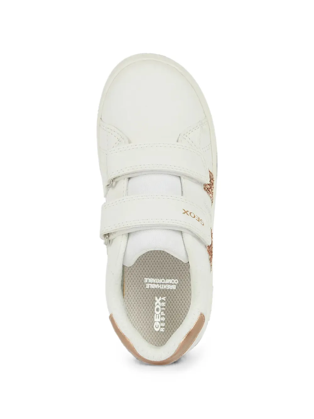 Geox Kids Eclyper Girl sneakers met klittenband en glitters Wit