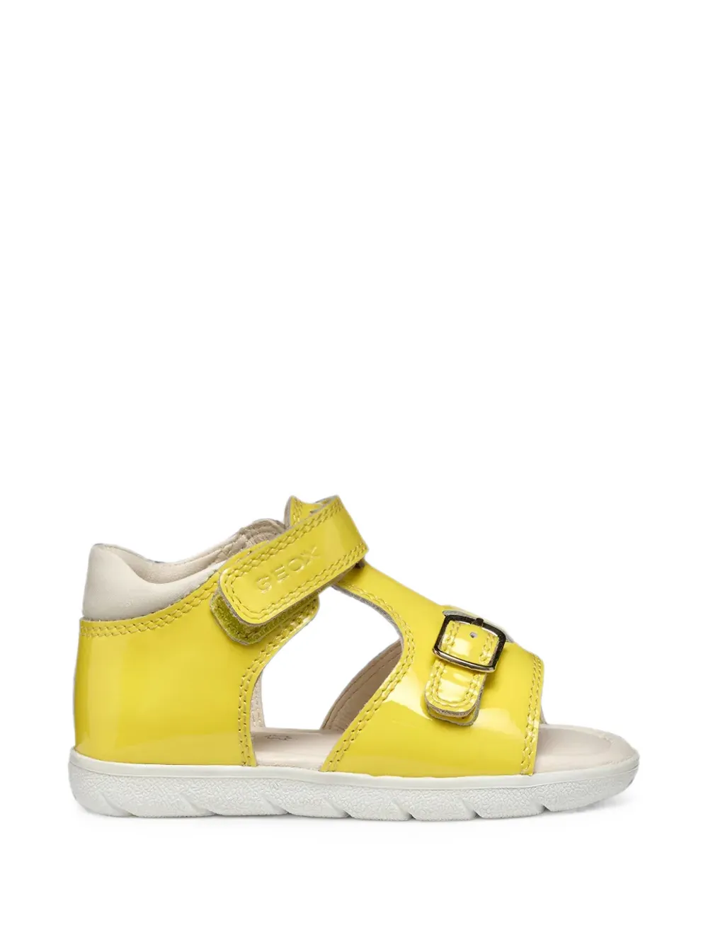 Geox Kids Sandalen met klittenband en lakleren afwerking Geel
