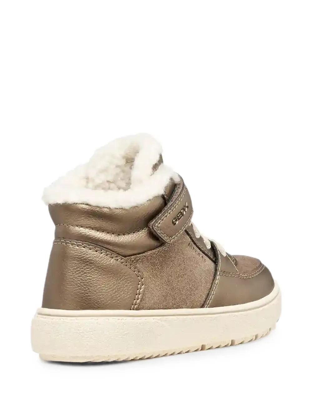 Geox Kids Theleven Abx touch-strap faux-shearling sneakers Beige