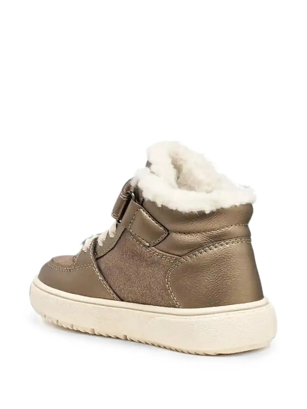 Geox Kids Theleven Abx touch-strap faux-shearling sneakers Beige