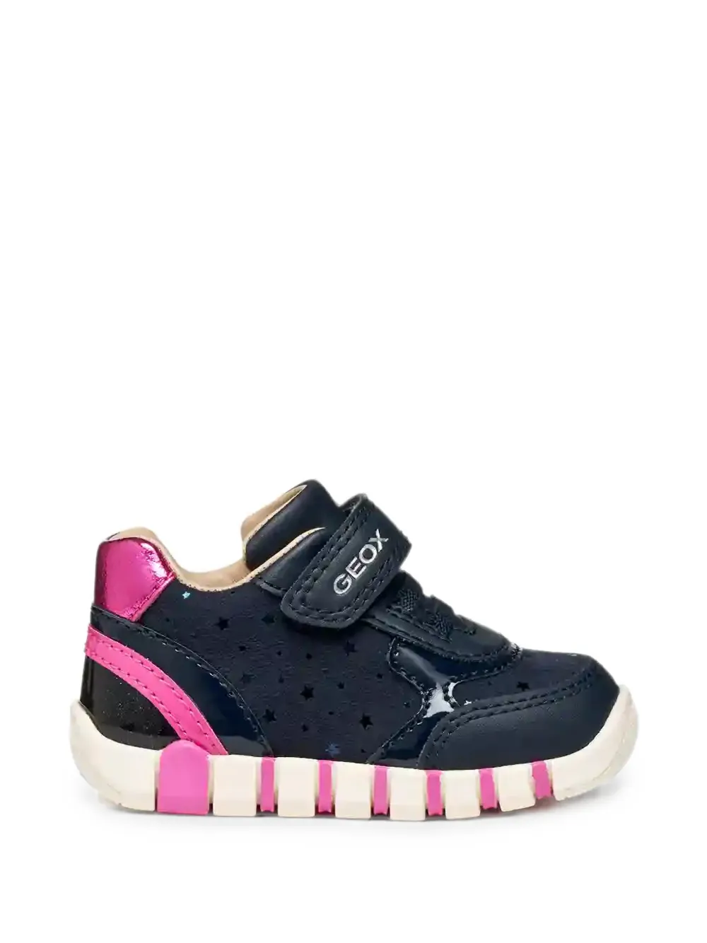 Geox Kids Iupidoo star-print touch-strap sneakers Blauw
