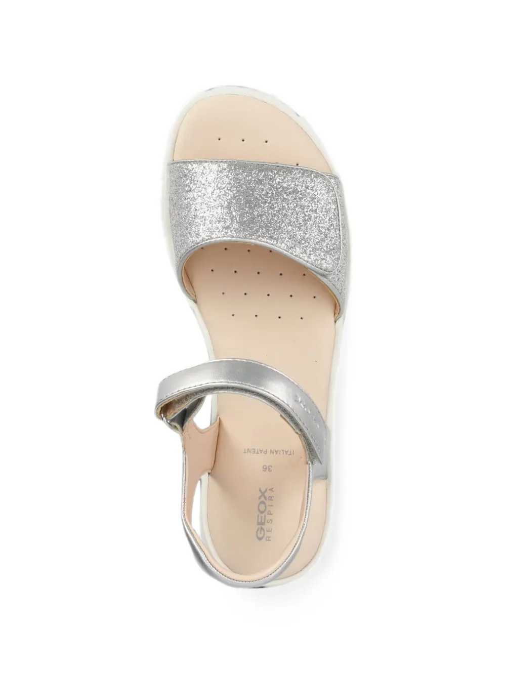 Geox Kids Coralie sandalen met klittenband en glitters-effect Zilver