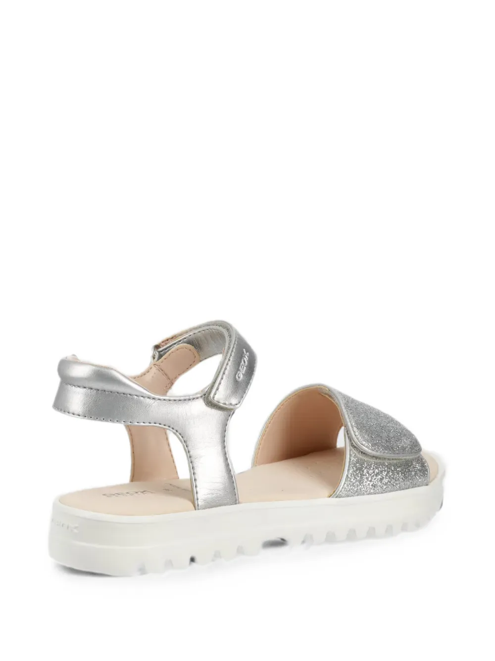 Geox Kids Coralie sandalen met klittenband en glitters-effect Zilver