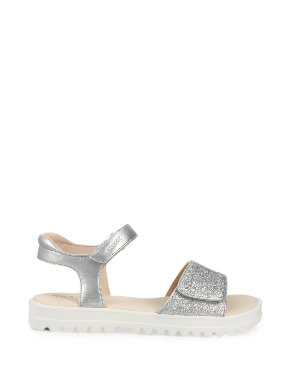 Geox Kids Coralie sandalen met klittenband en glitters-effect Zilver