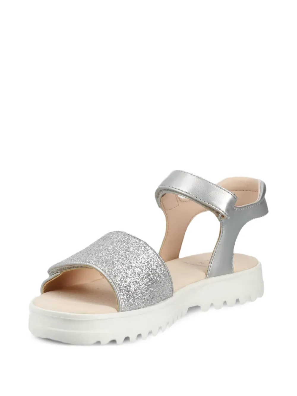 Geox Kids Coralie glitter-effect touch-strap sandals - Argento