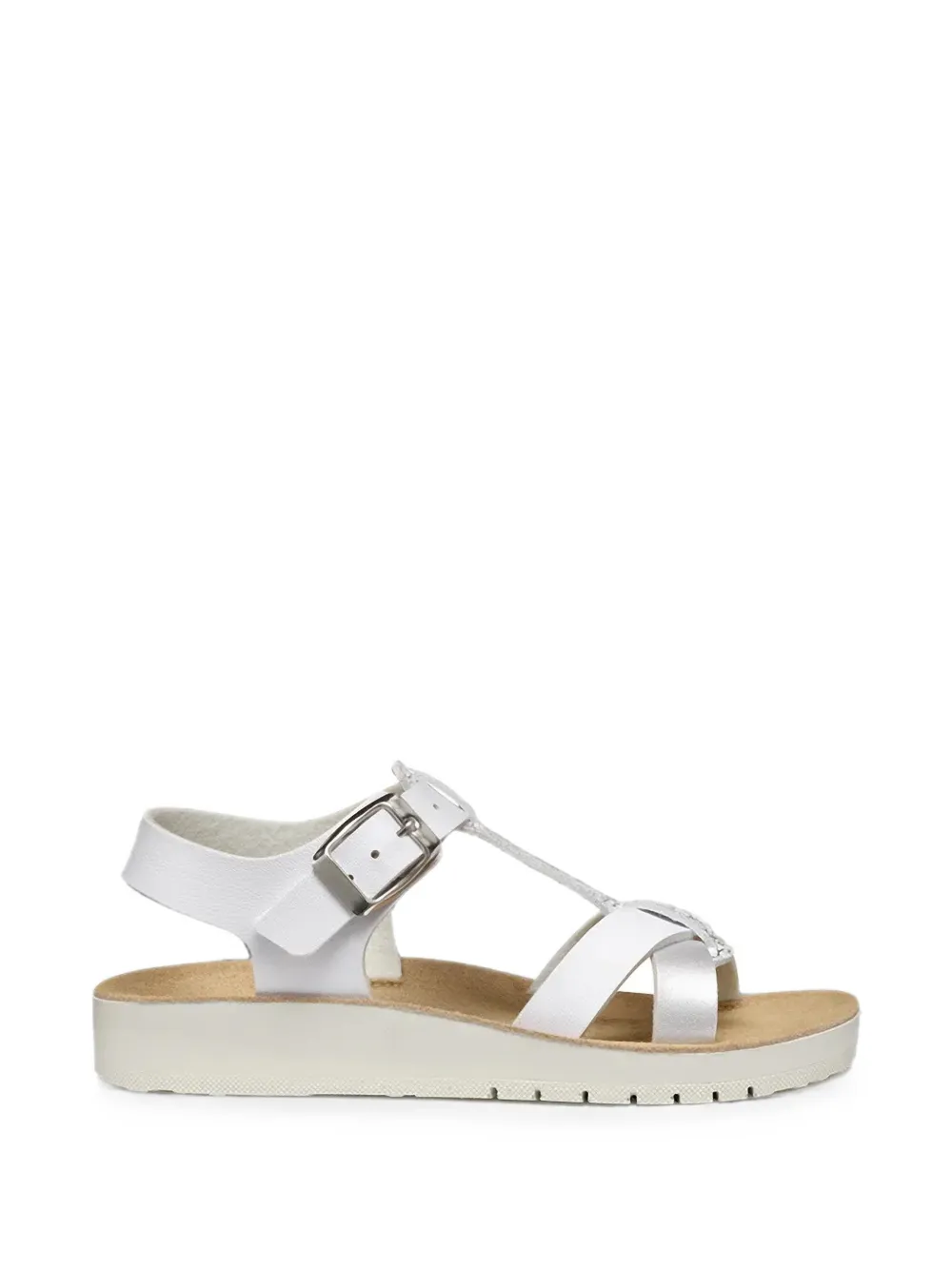 Geox Kids Metallic sandalen met gespsluiting Wit