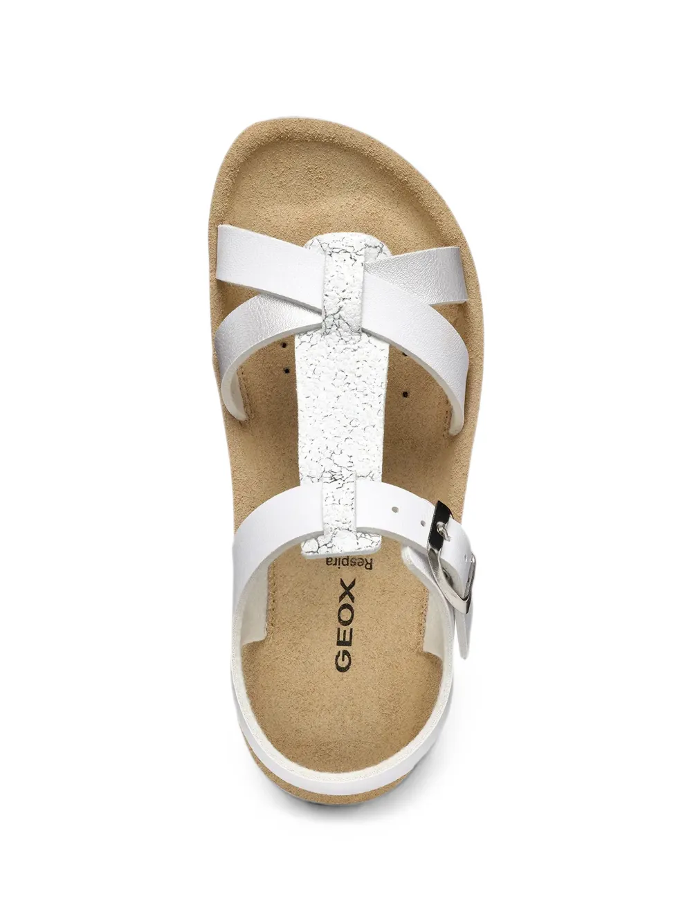 Geox Kids Metallic sandalen met gespsluiting Wit