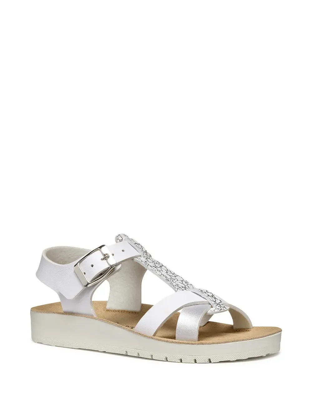 Geox Kids buckle-fastening metallic sandals - Bianco