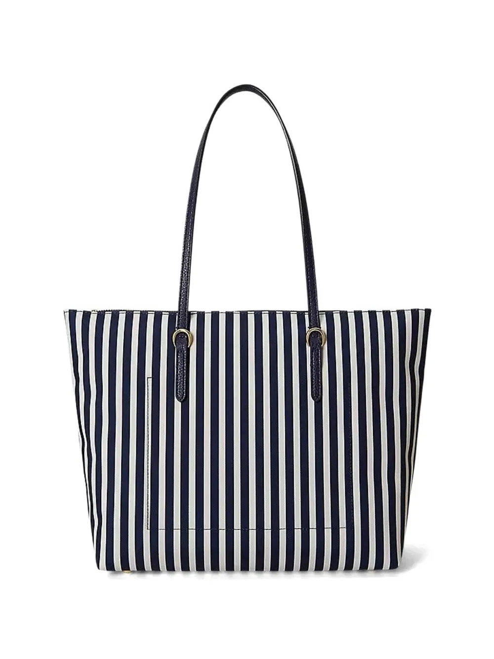 Lauren Ralph Lauren Gestreepte shopper met logoplakkaat Blauw