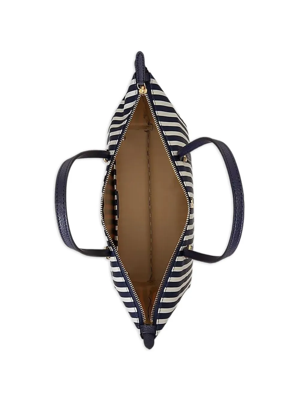 Lauren Ralph Lauren Gestreepte shopper met logoplakkaat Blauw