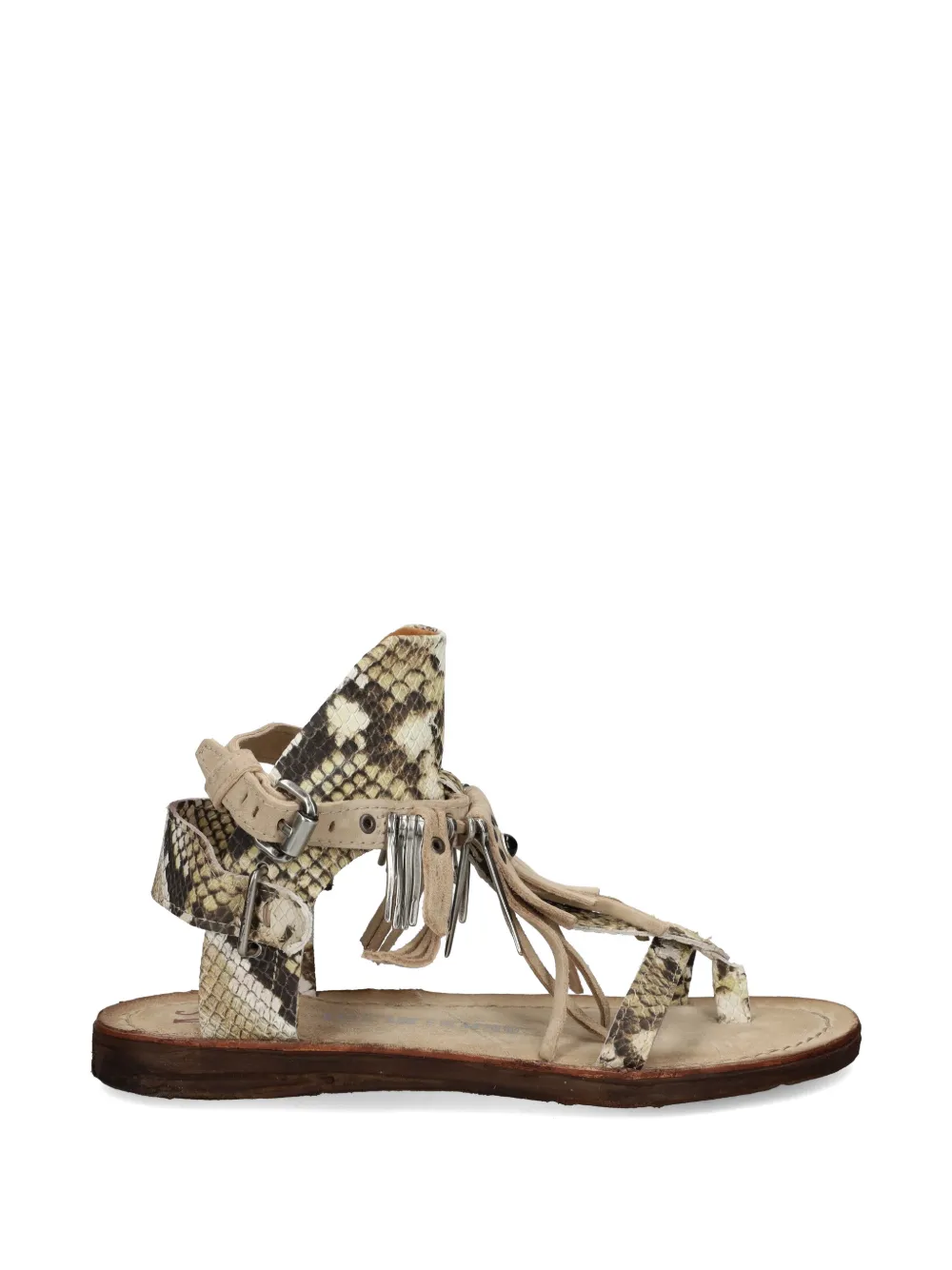 A.S.98 Sandalen van slangenleer Beige